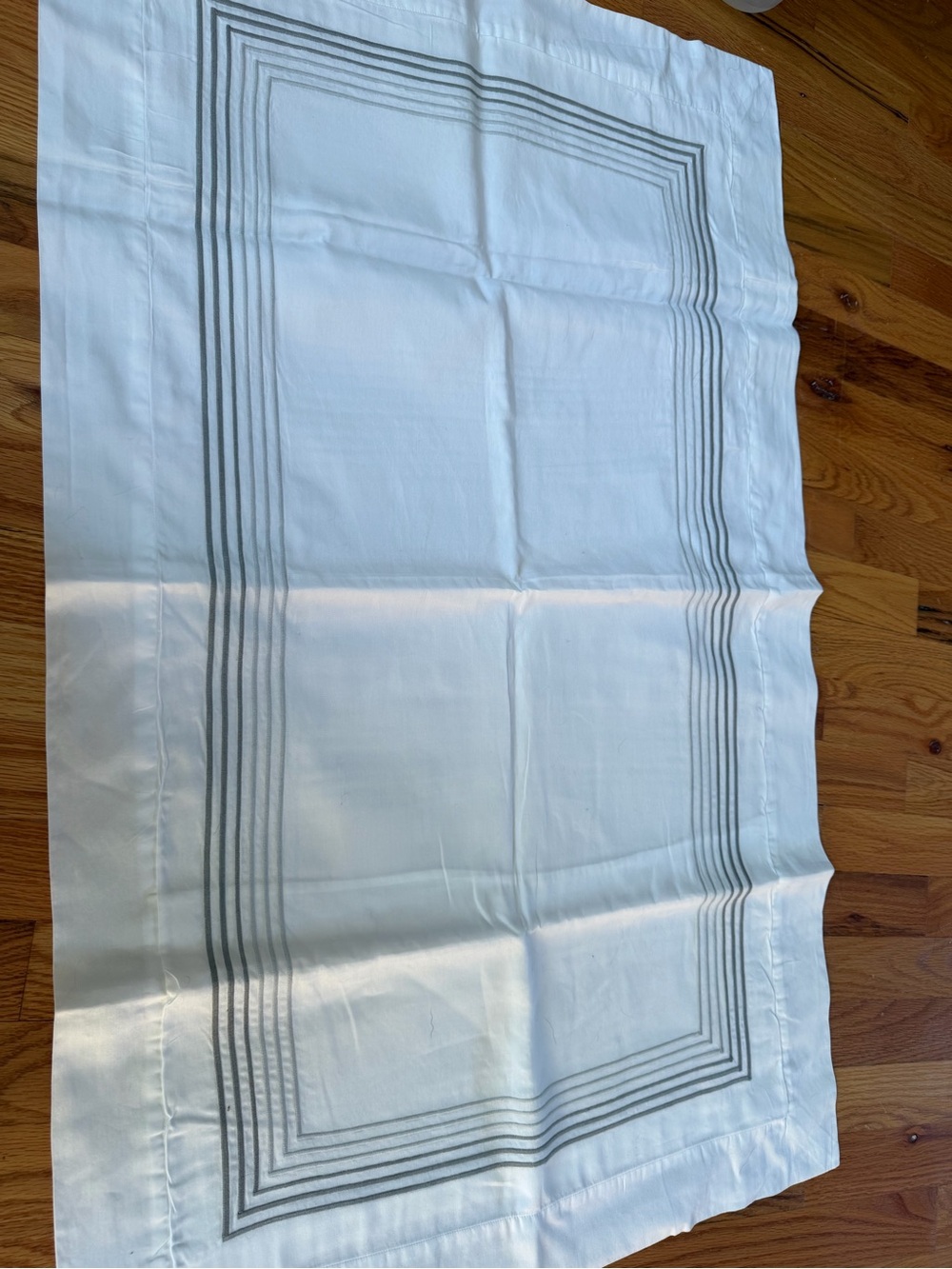 DEA made in Italy king size pillow Sham, white with  gray embroidered